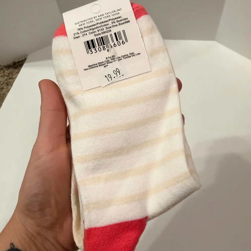 Ann Taylor‎ Striped Socks with Pink Accents